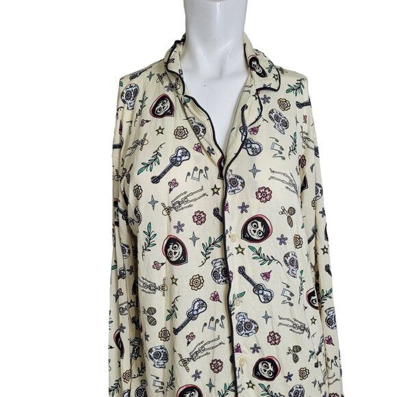 Disney Store Pixar Coco size XS pajama top women stretch skull guitar miguel - Picture 2 of 13